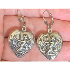 L&H Lewis & Heubner Sterling Silver 925 Cupid Shooting Arrow Heart Earrings